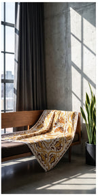 Plaid Suzani en coton brodé main Whispering Dawn