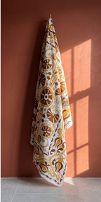 Plaid Suzani en coton brodé main Whispering Dawn