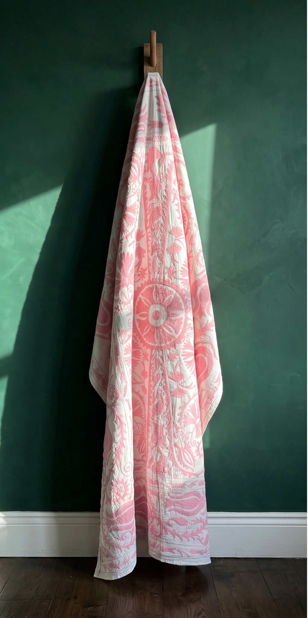 Garden Bloom Hand-Embroidered Cotton Suzani Throw