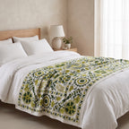 Whisper Mist Hand-Embroidered Cotton Suzani Throw