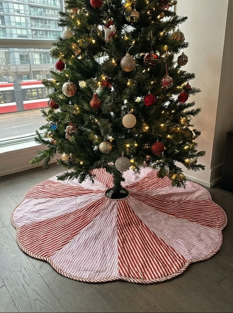 Holly Rose Patchwork Christmas Tree Skirt