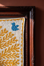 Serene Lotus Kantha Appliqué Pure Cotton Wall Hanging — wall art styling detail