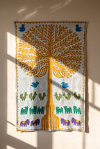 Serene Lotus Kantha Appliqué Pure Cotton Wall Hanging — decorative wall layout