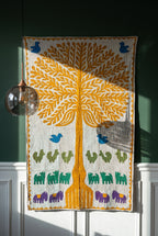 Serene Lotus Kantha Appliqué Pure Cotton Wall Hanging — interior styling photograph