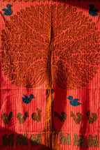Sylvan Maple Kantha Appliqué Pure Cotton Wall Hanging — close-up of Kantha stitching and appliqué