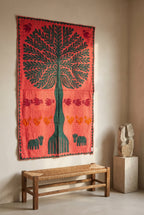 Maple Hush Kantha Appliqué Pure Cotton Wall Hanging — styled room arrangement