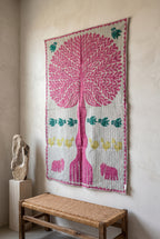 Hearth Terracotta Kantha Appliqué Pure Cotton Wall Hanging — styled room arrangement