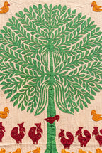 Serene Dawn Kantha Appliqué Pure Cotton Wall Hanging — close-up of Kantha stitching and appliqué