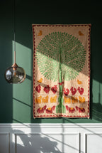 Serene Dawn Kantha Appliqué Pure Cotton Wall Hanging — interior styling photograph