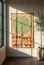 Serene Dawn Kantha Appliqué Pure Cotton Wall Hanging — wall hanging near window