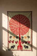 Whisper Mist Kantha Appliqué Pure Cotton Wall Hanging — decorative wall layout