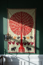 Whisper Mist Kantha Appliqué Pure Cotton Wall Hanging — interior styling photograph