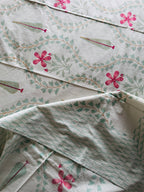 Radiant Bloom Hand Block Printed KING Bedsheet