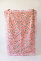 Petal Play reversible cotton baby blanket, side one, catalog hold