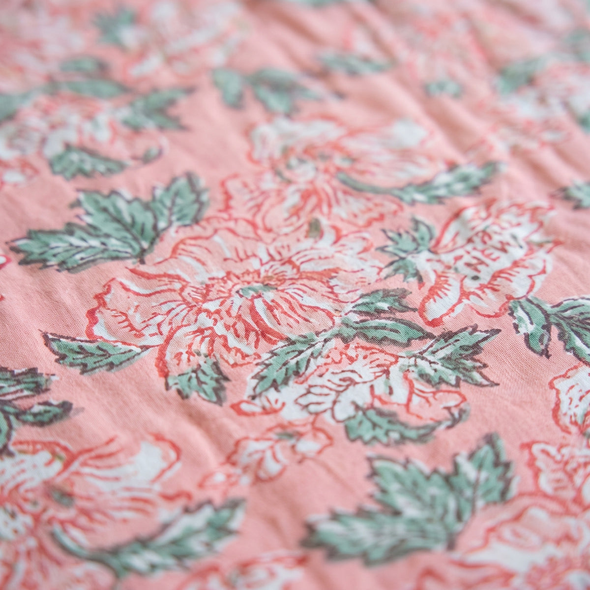 Petal Play reversible cotton baby blanket, side one, macro