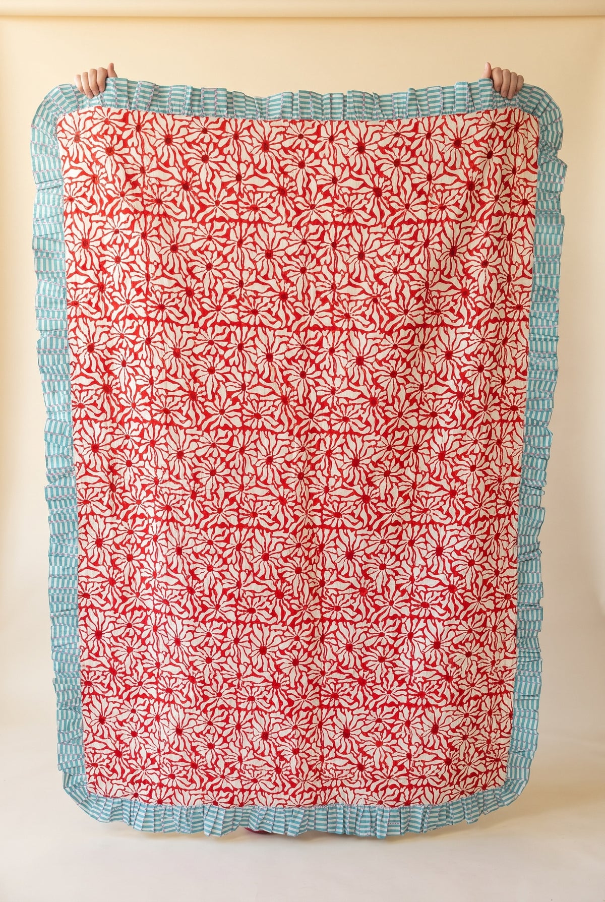 Garden Stories reversible cotton baby blanket, side one, catalog hold
