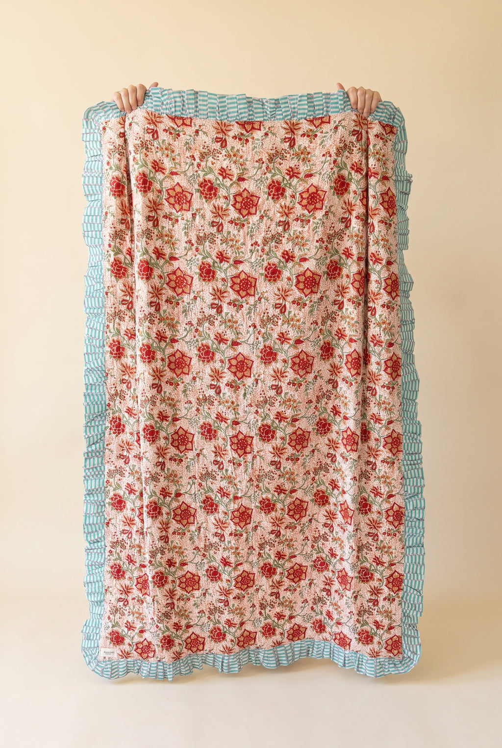 Garden Stories reversible cotton baby blanket, side two, catalog hold