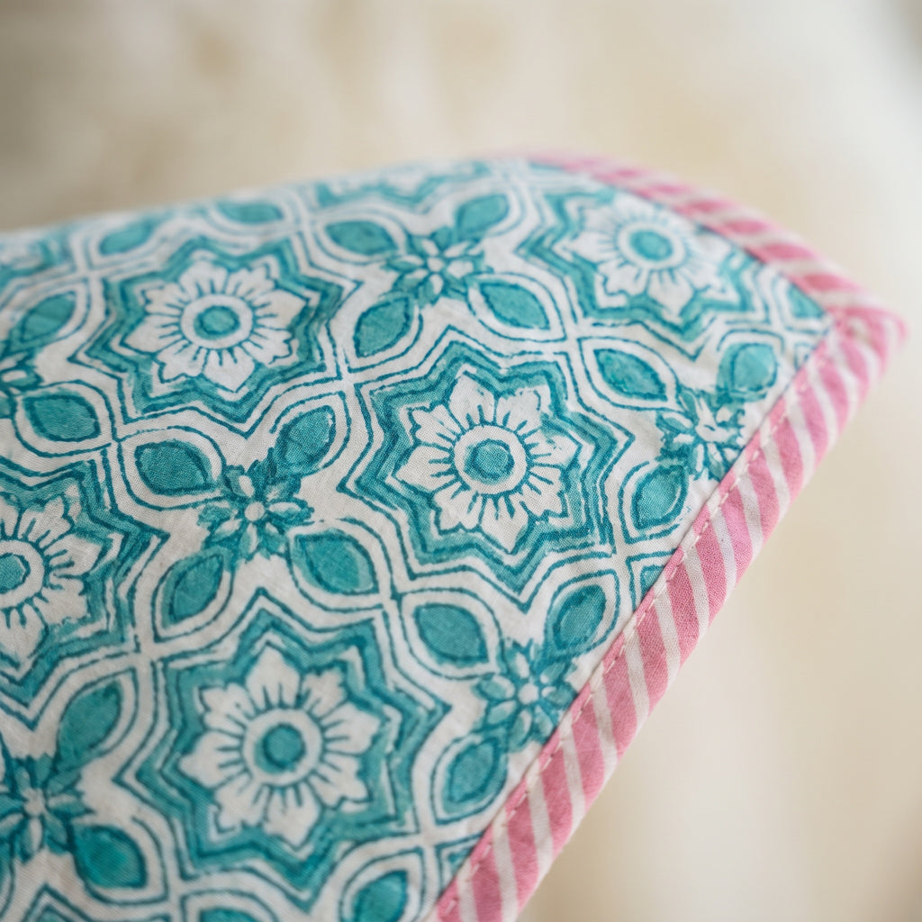 Flamingo Daydreams reversible cotton baby blanket, side two, macro