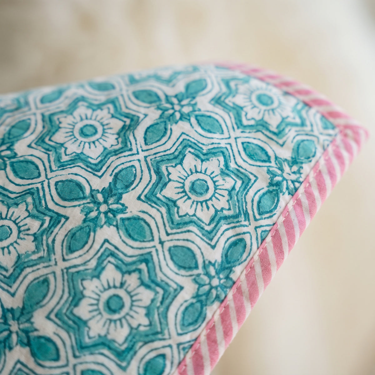 Flamingo Daydreams reversible cotton baby blanket, side two, macro