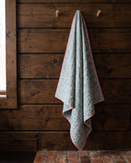 Flamingo Daydreams reversible cotton baby blanket, side two, rustic pegs