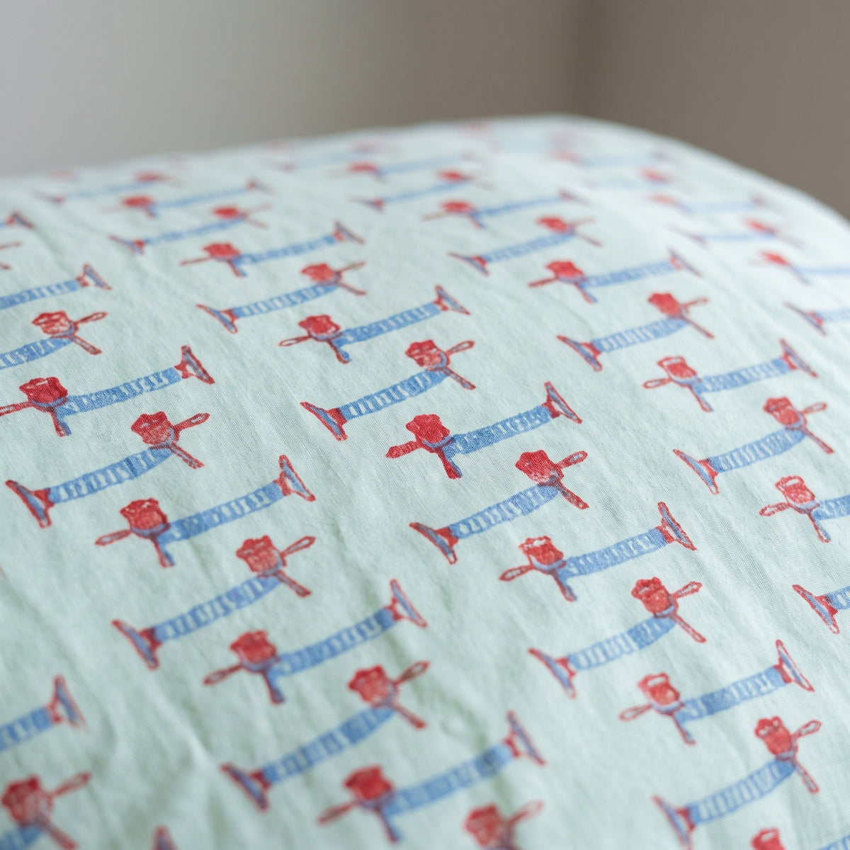 Puppy Promenade reversible cotton baby blanket, side two, macro