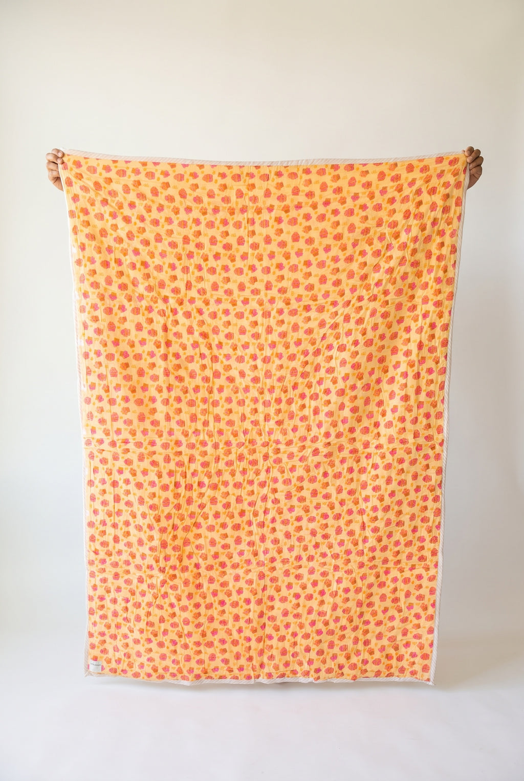 Storybook Friends reversible cotton baby blanket, side one, catalog hold