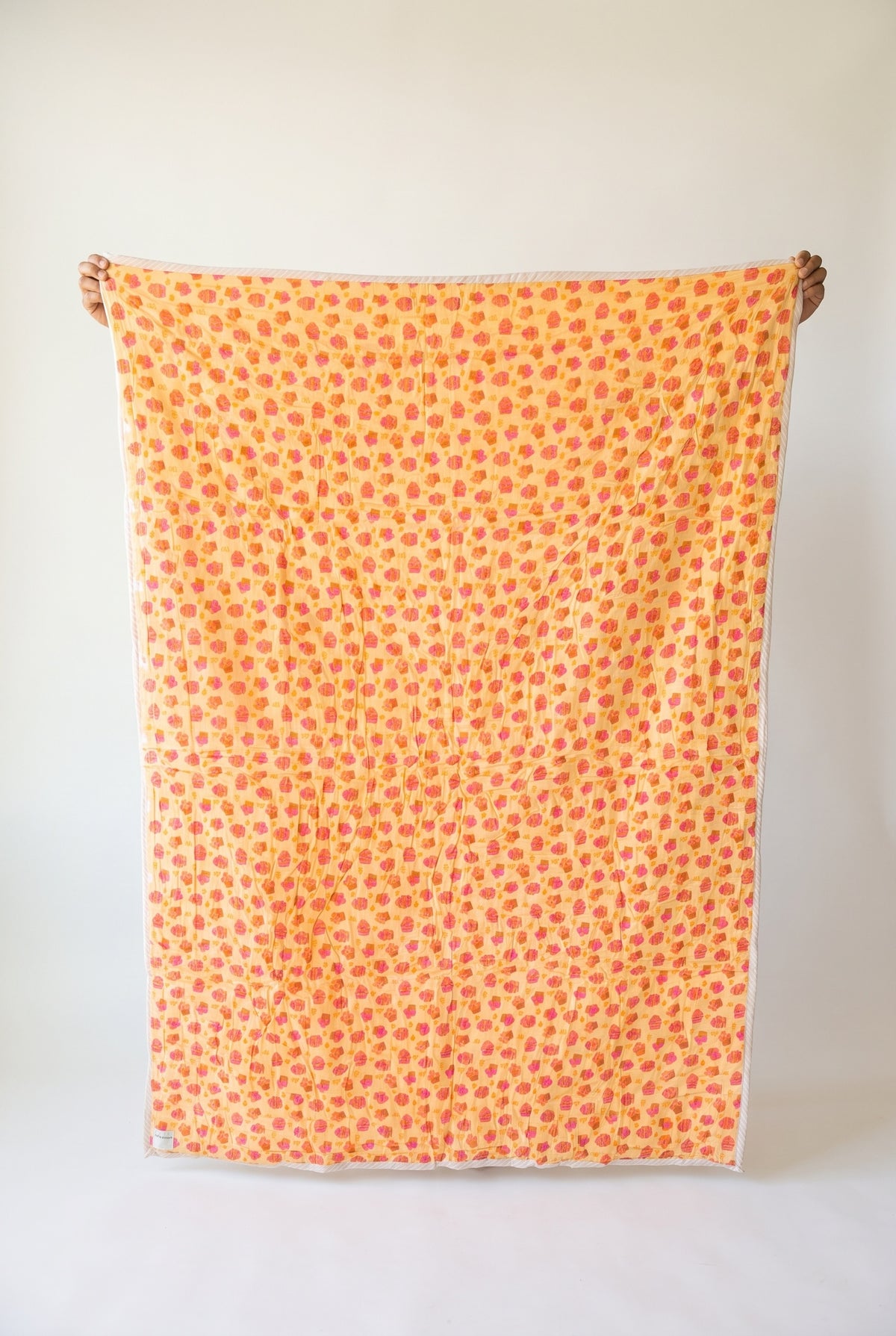 Storybook Friends reversible cotton baby blanket, side one, catalog hold