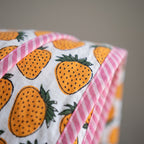 Berry Picnic reversible cotton baby blanket, side two, macro