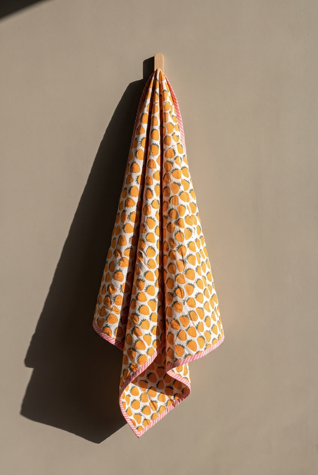 Berry Picnic reversible cotton baby blanket, side two, peg
