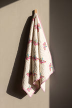 Unicorn Wishes reversible cotton baby blanket, side one, peg