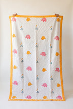 Elephant Wishes reversible cotton baby blanket, side one, catalog hold