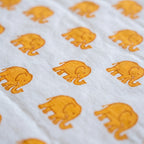 Elephant Wishes reversible cotton baby blanket, side two, macro