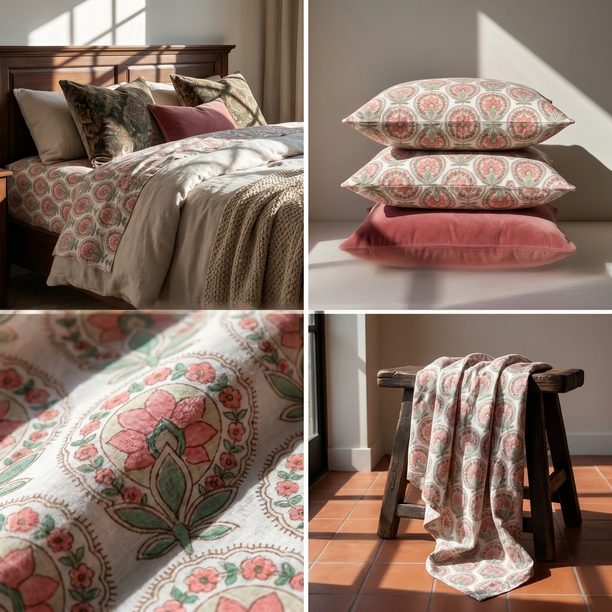 Sapphire Mist Hand Block Printed KING Bedsheet