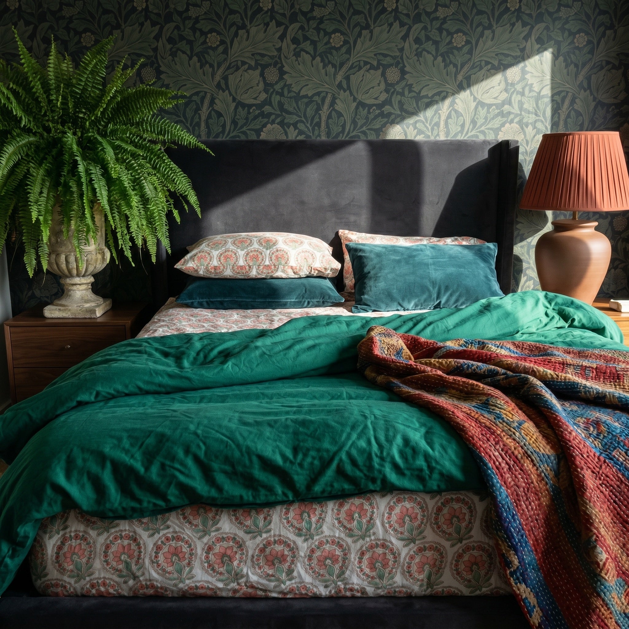 Sapphire Mist Hand Block Printed KING Bedsheet
