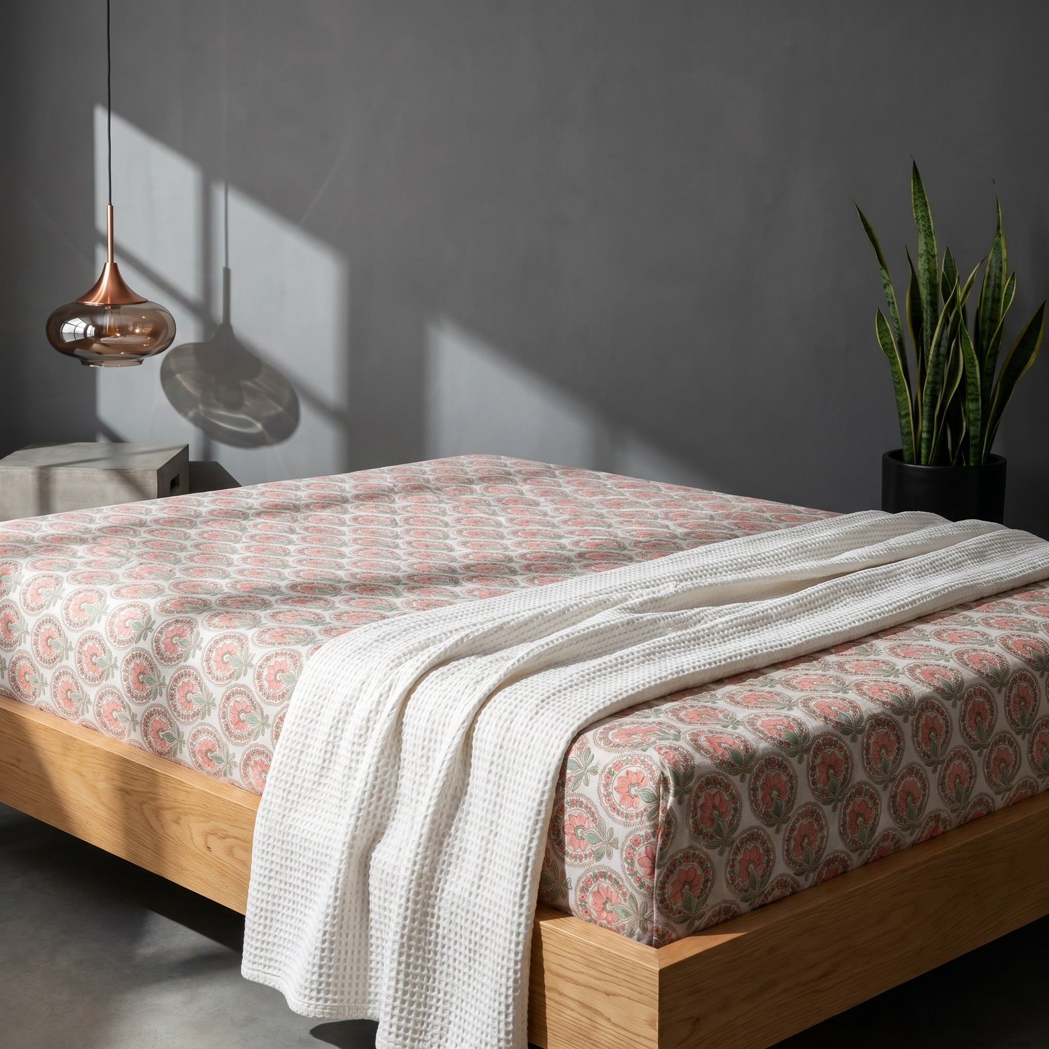 Sapphire Mist Hand Block Printed KING Bedsheet
