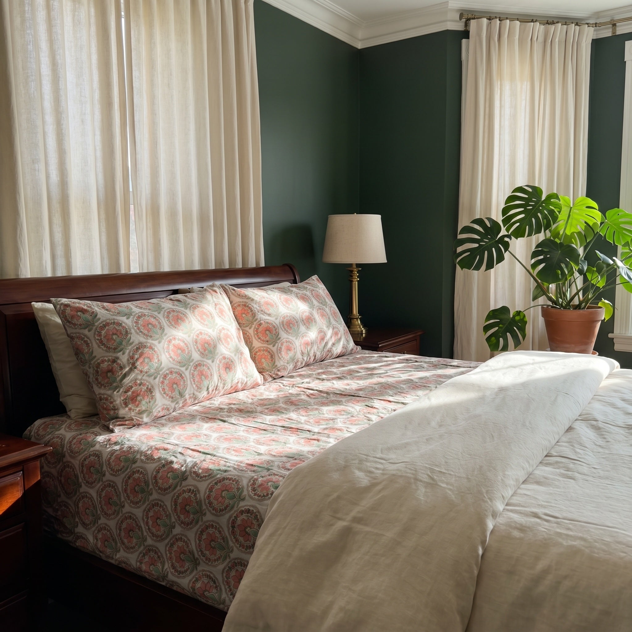 Sapphire Mist Hand Block Printed KING Bedsheet