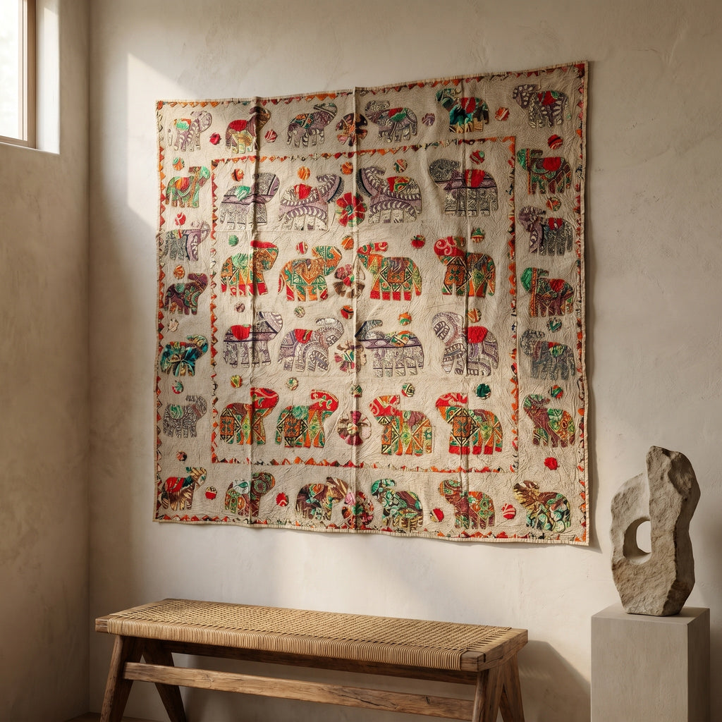 Old Fern Appliqué Pure Cotton Wall Hanging