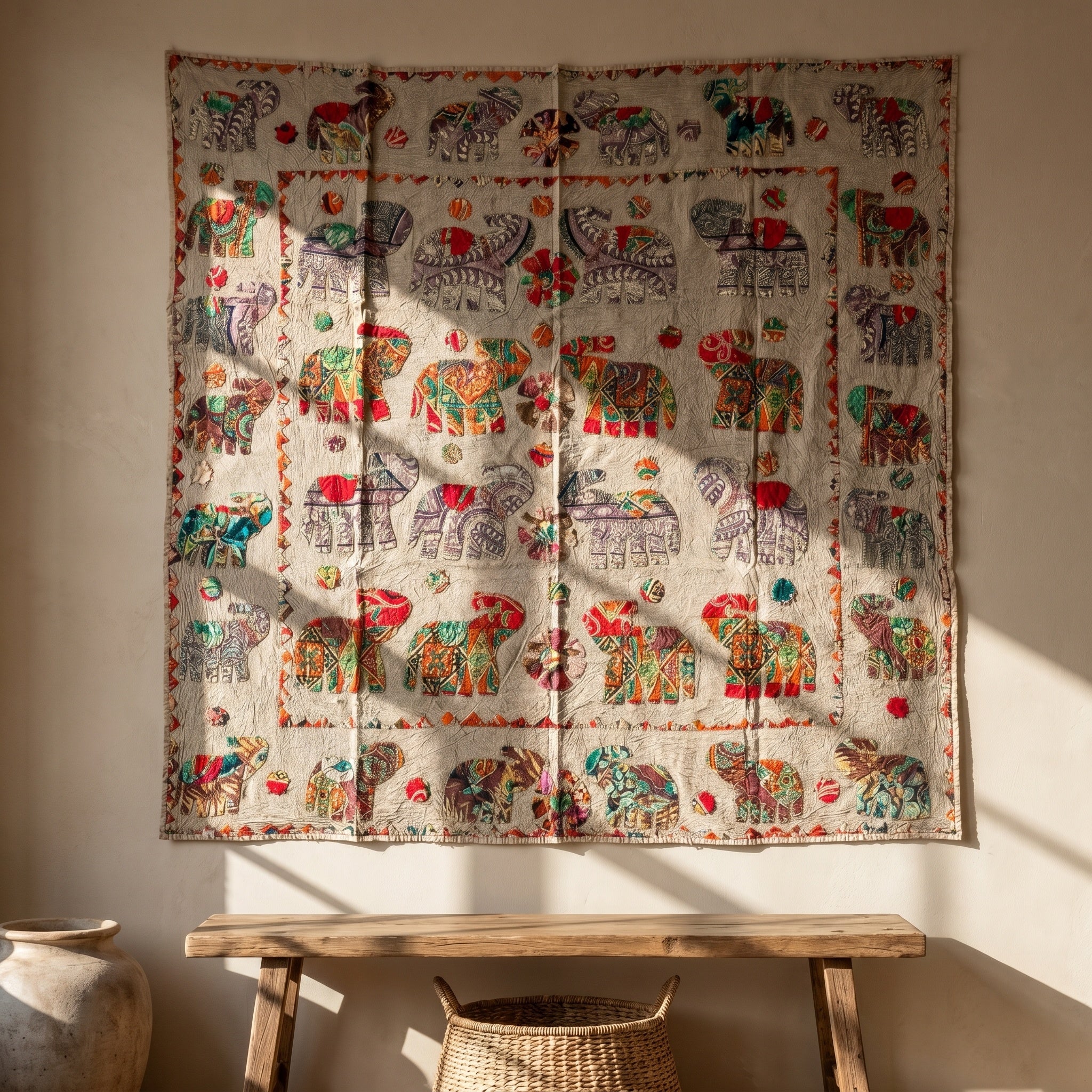 Old Fern Appliqué Pure Cotton Wall Hanging