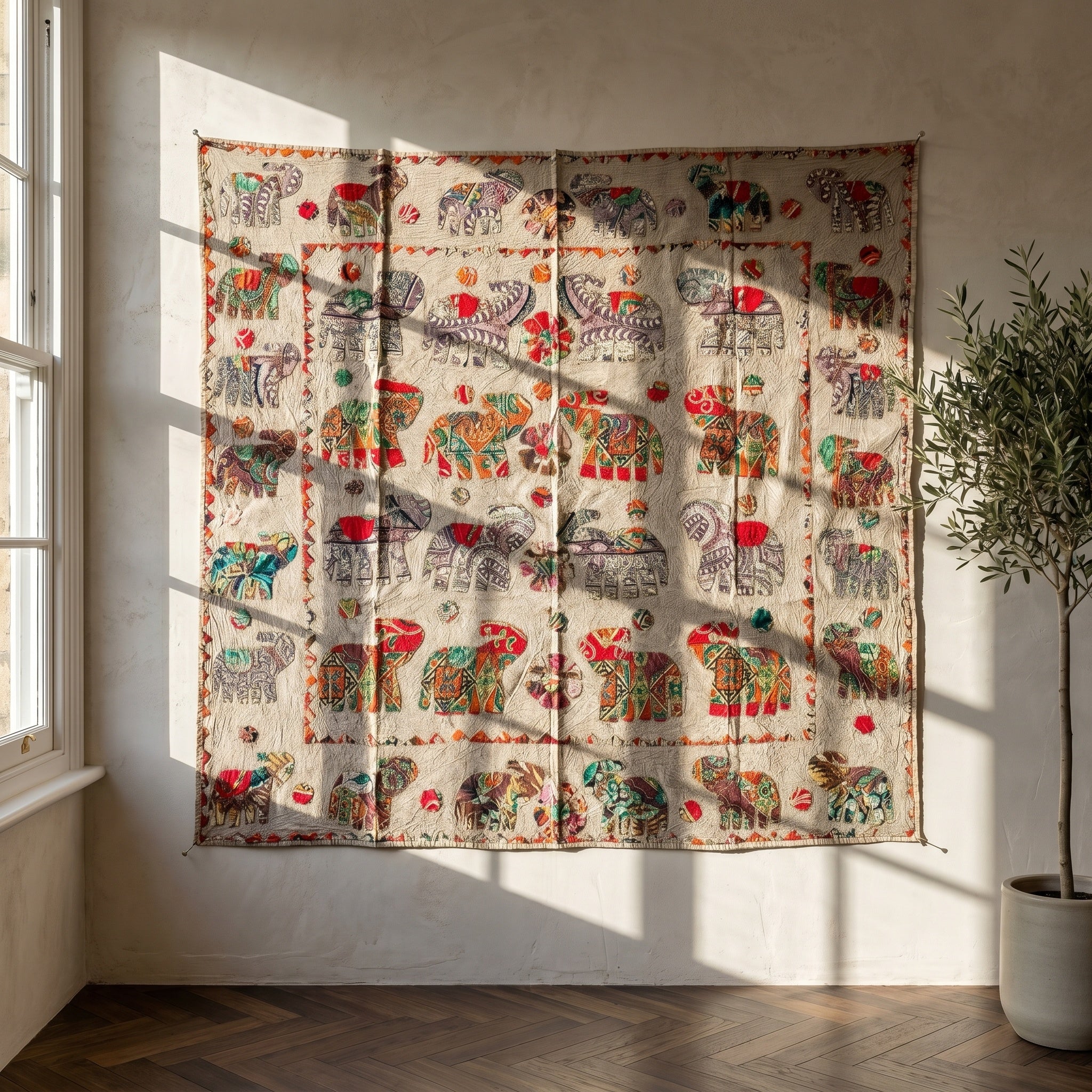 Old Fern Appliqué Pure Cotton Wall Hanging