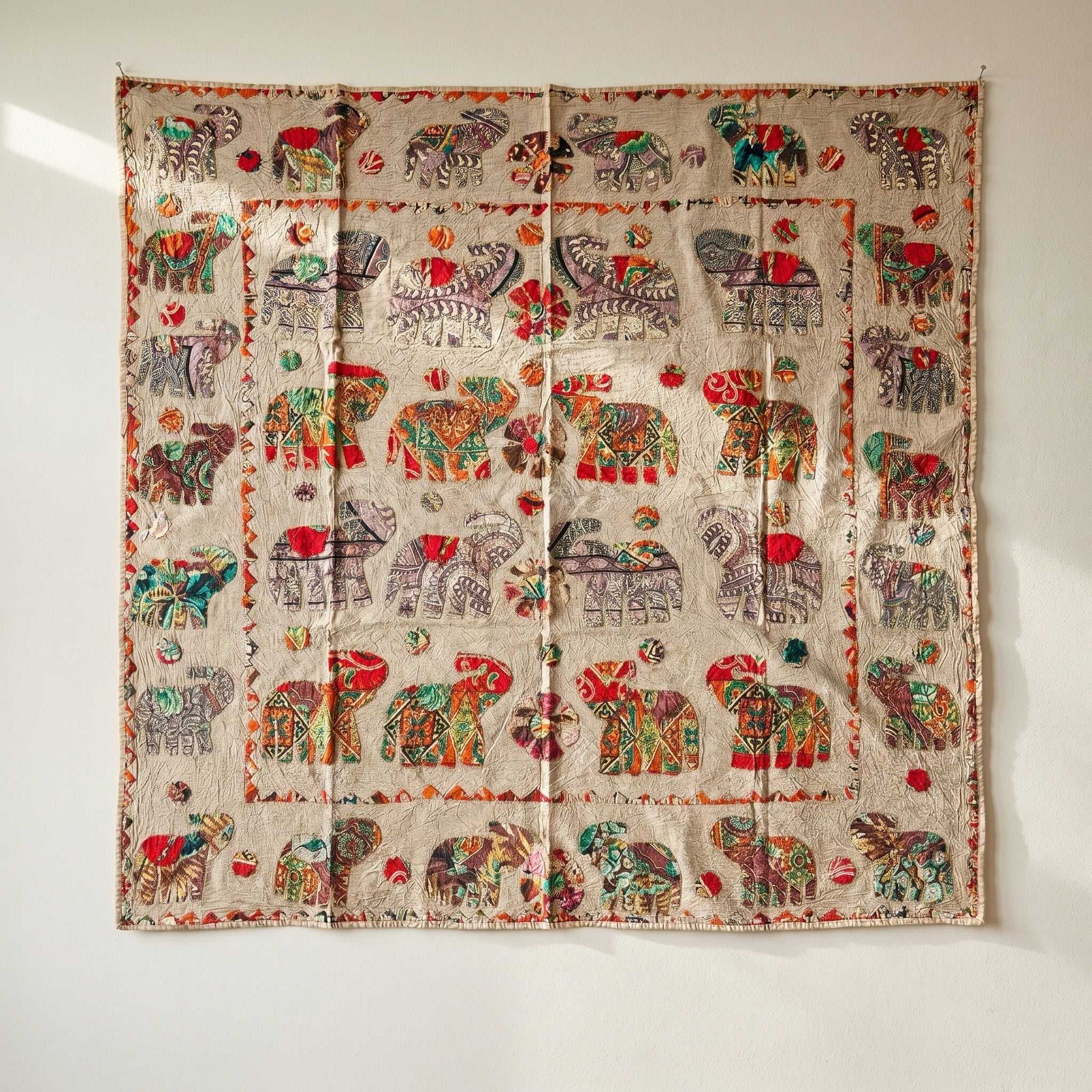 Old Fern Appliqué Pure Cotton Wall Hanging