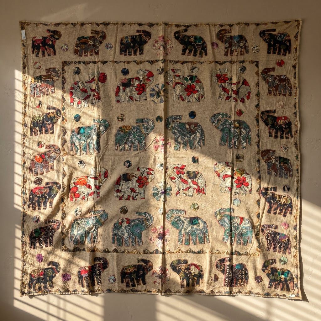 Ethereal Cobalt Appliqué Pure Cotton Wall Hanging