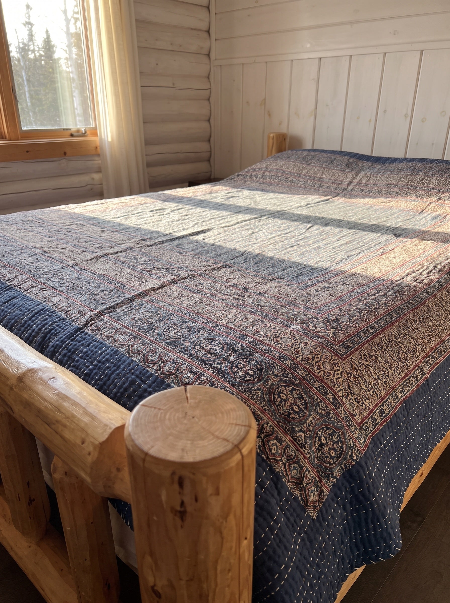 Dream Mist Handmade Kantha Queen Bedsheet
