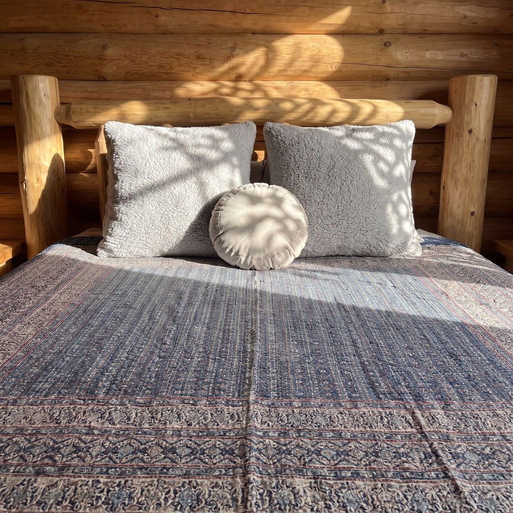 Dream Mist Handmade Kantha Queen Bedsheet