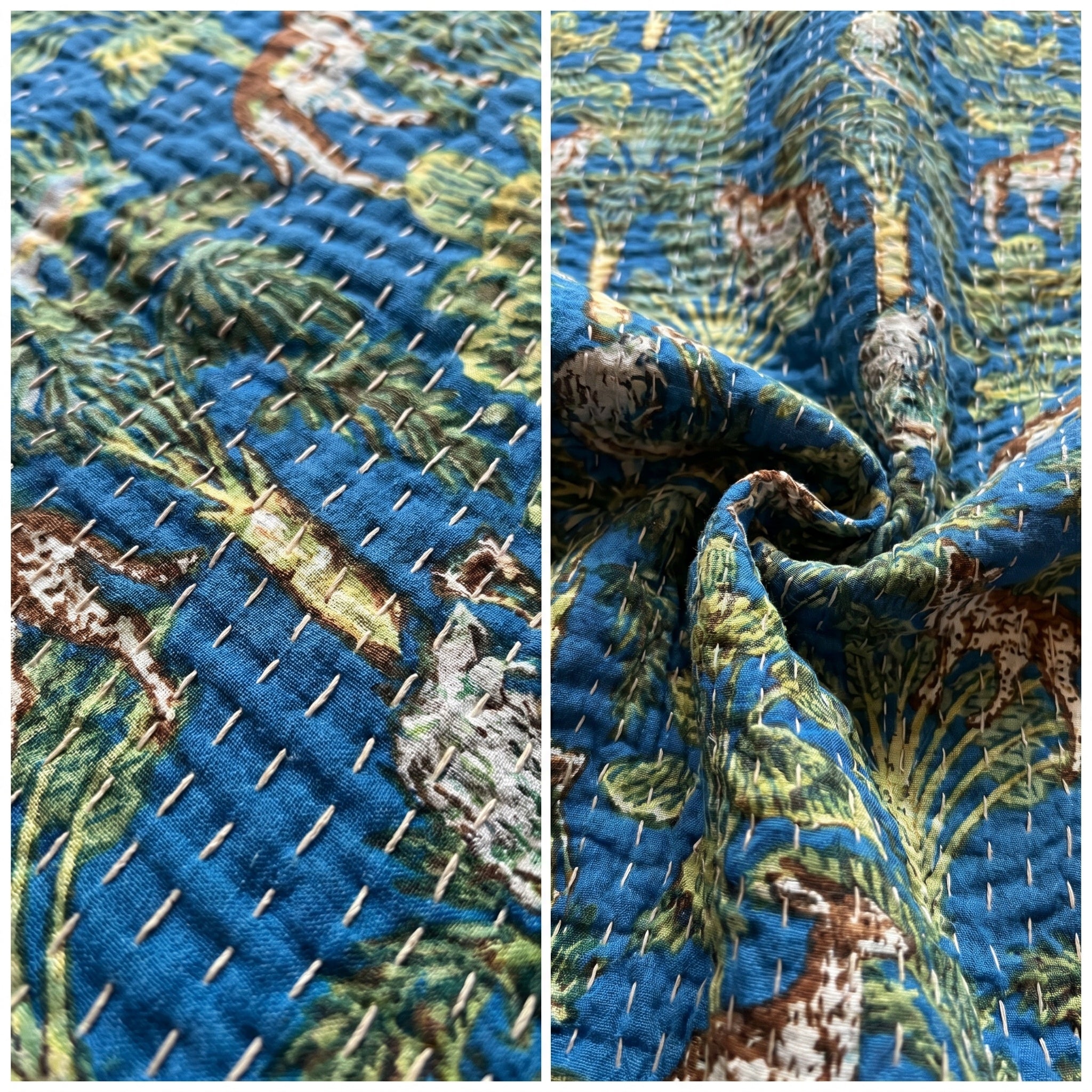 Sky Stone Cotton Reversible Kantha Throw