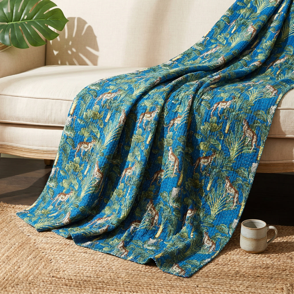Sky Stone Cotton Reversible Kantha Throw