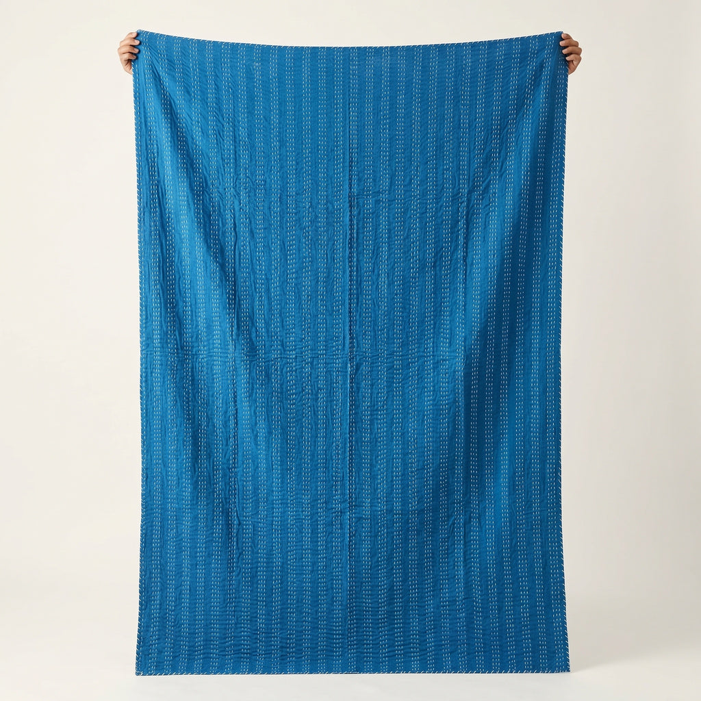 Sky Stone Cotton Reversible Kantha Throw