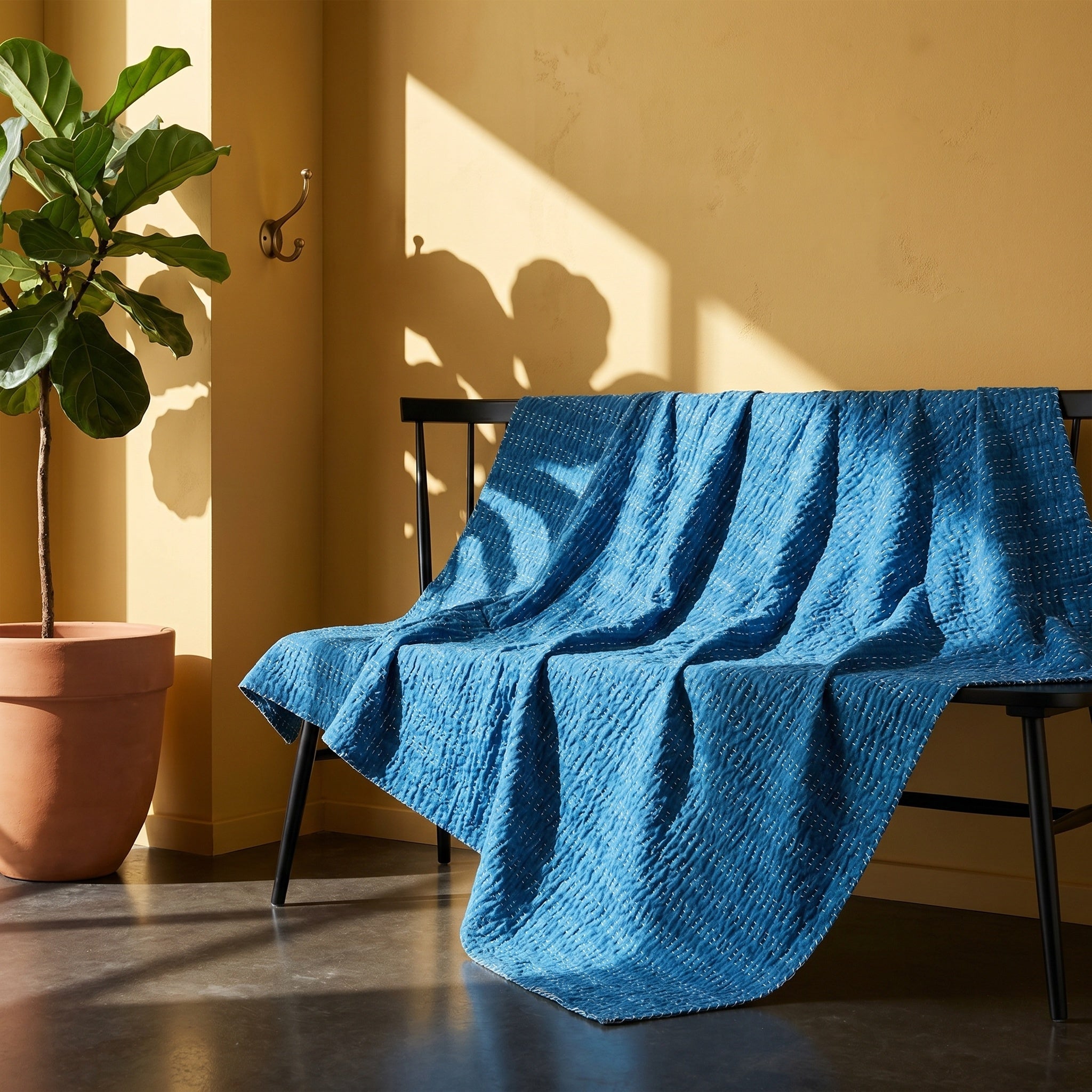 Sky Stone Cotton Reversible Kantha Throw