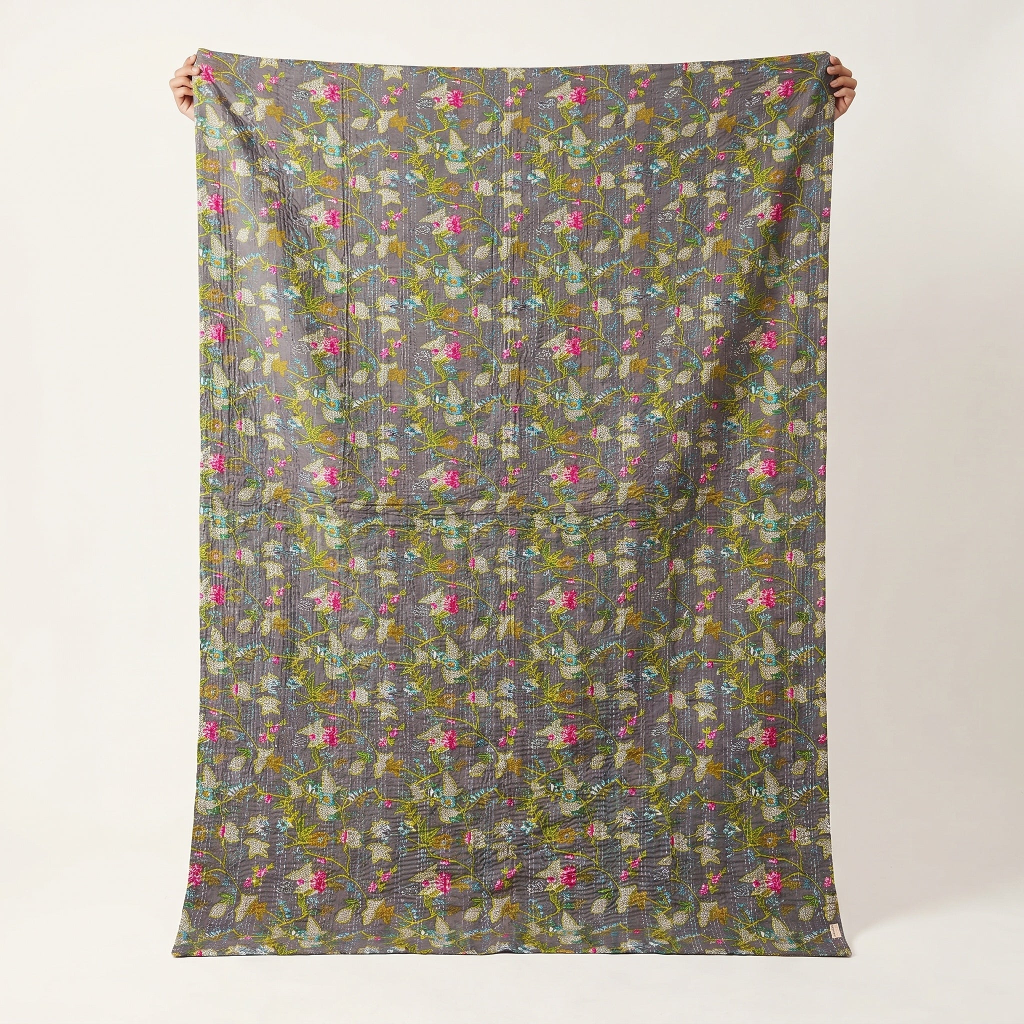 Sun Marigold Cotton Reversible Kantha Throw