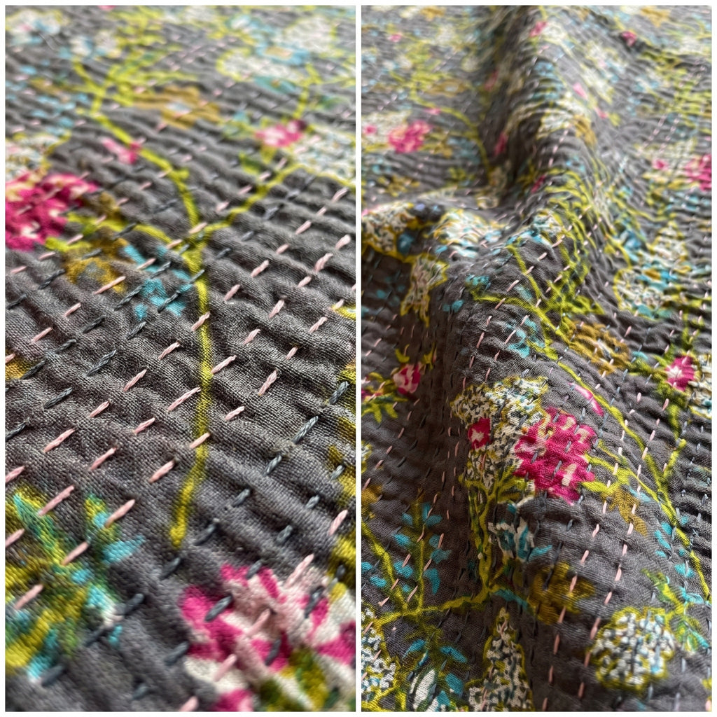 Sun Marigold Cotton Reversible Kantha Throw