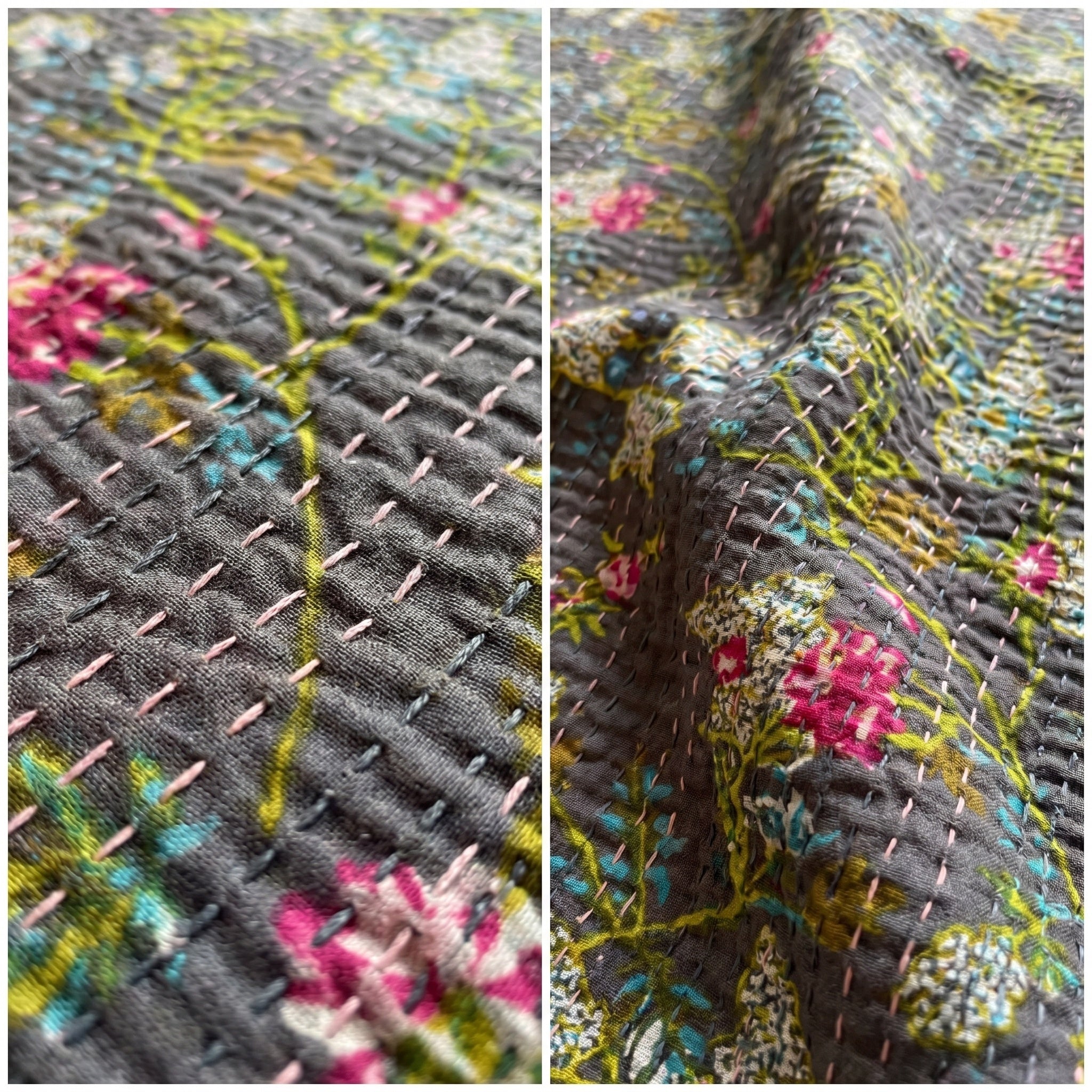 Sun Marigold Cotton Reversible Kantha Throw